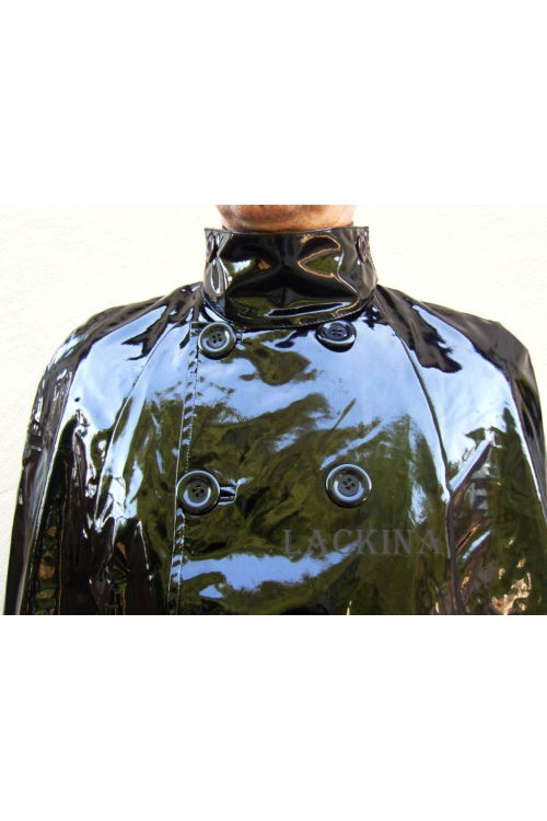 Made to measure-Vinyl cape with high collar