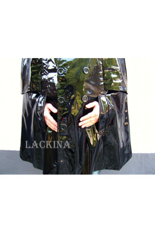 Made to measure-Vinyl cape with high collar