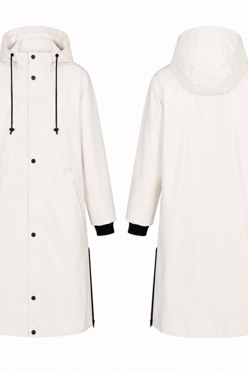 Maßanfertigung -Regenmantel Weiß mit Kapuze ,TPU Gummi Mantel  Outdoor Jacke