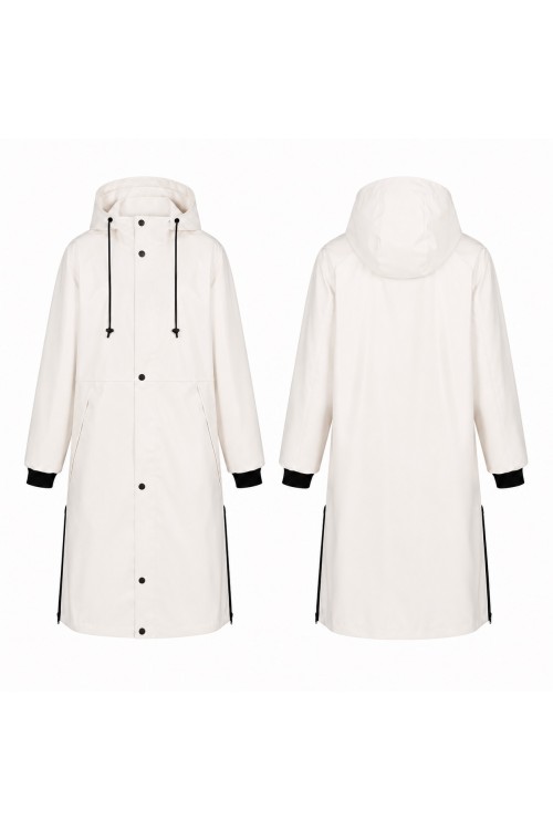 Maßanfertigung -Regenmantel Weiß mit Kapuze ,TPU Gummi Mantel  Outdoor Jacke