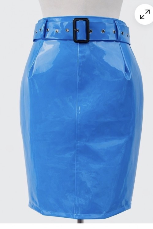 Vinyl , Rubber ,pencil skirt blue, size S - 6XL