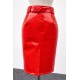 Lackgummi Bleistiftrock rot , Gr. S -- 6XL