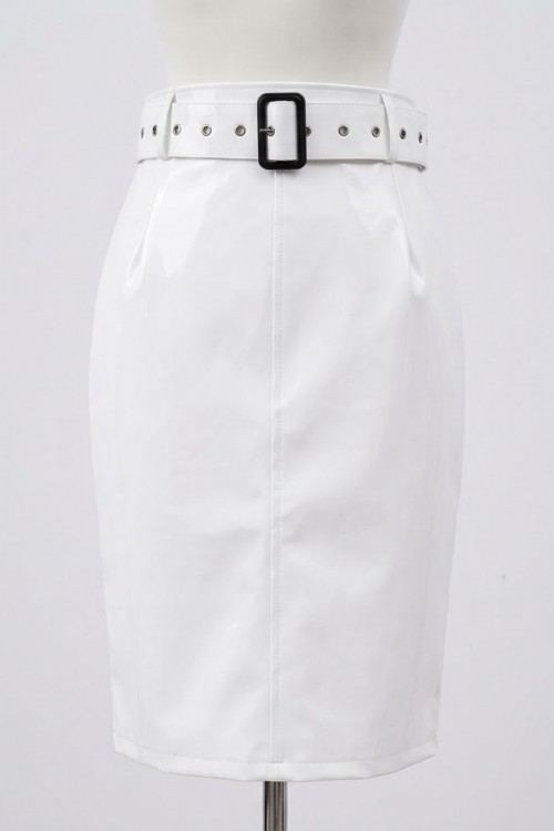 Vinyl , Rubber ,pencil skirt white, size S - 6XL