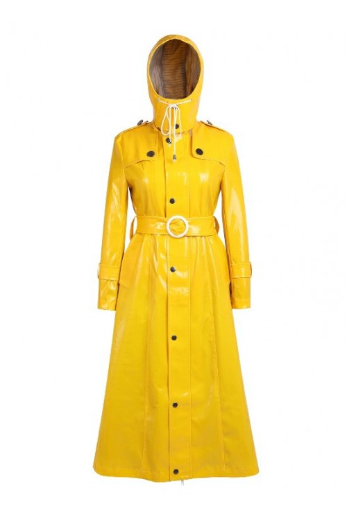 Lackina-vinyl hooded coat size S-6L,yellow