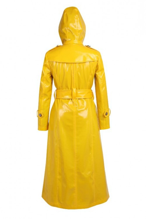 Lackina-vinyl hooded coat size S-6L,yellow