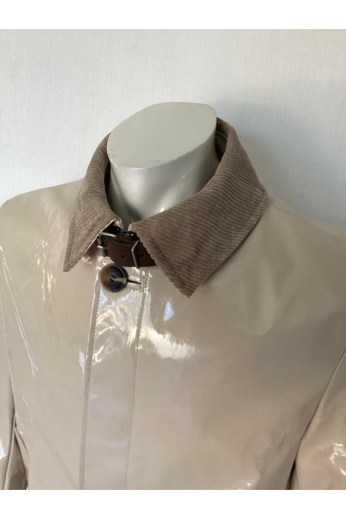 Lackina -kurz, Lack klassisch Mantel ,beige M-6XL