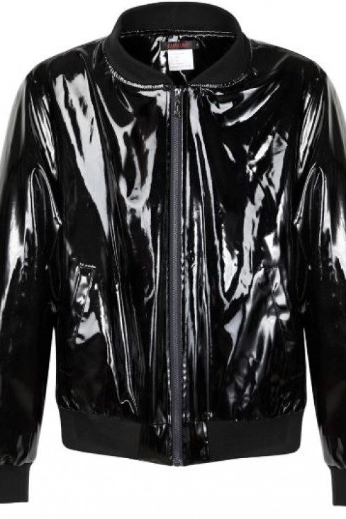 Lackina-Lack Piloten Jacke mit Futter , Silber, Gr M-6XL