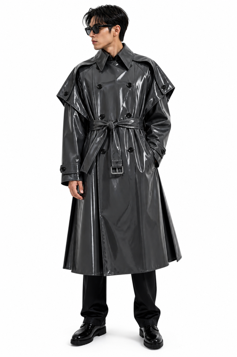 Lackina- Lack Cape mit hohem Kragen,unisex, Massanfertigung